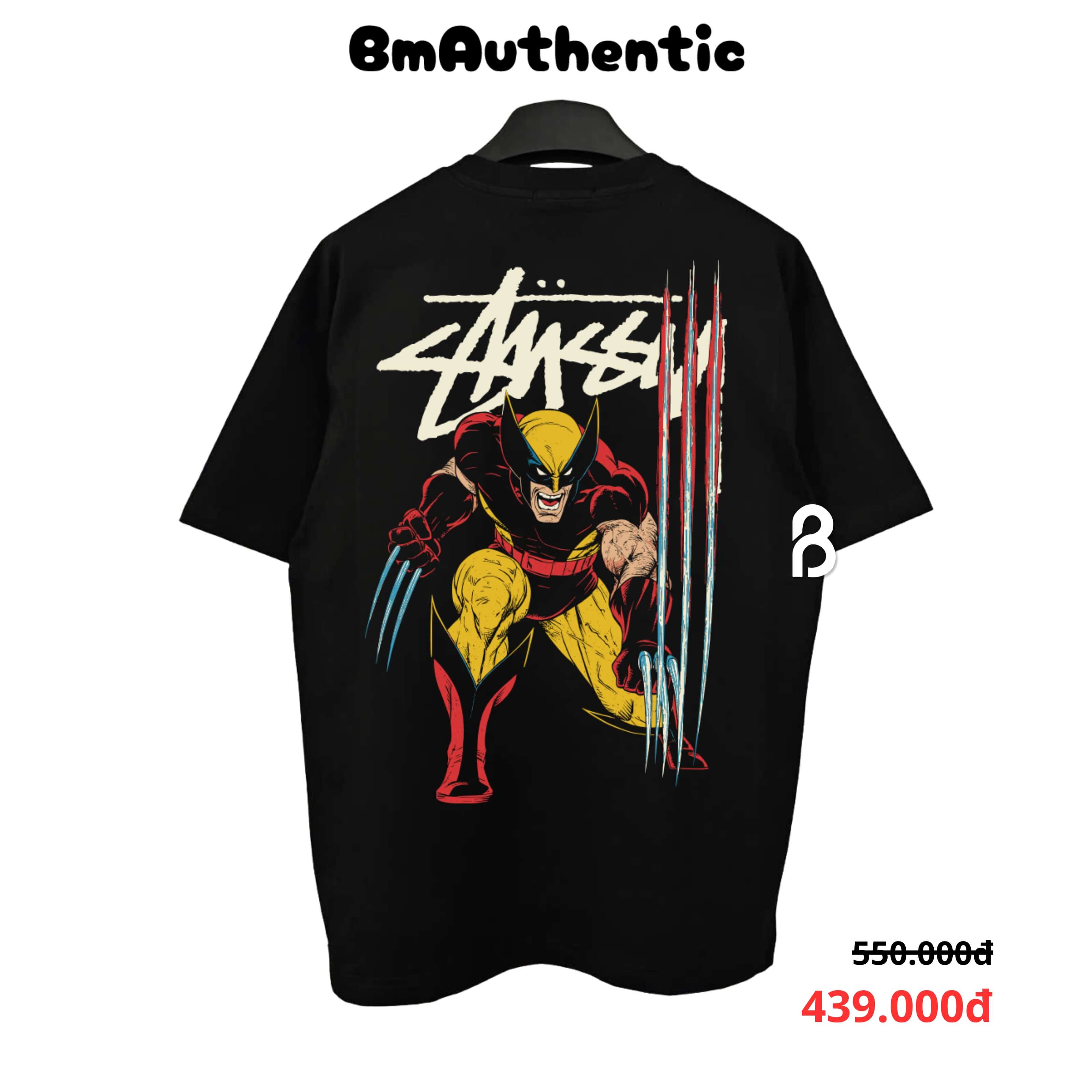Áo Thun Stussy Wolverine Hero Cotton Cao Cấp Form Rộng - BM Authentic