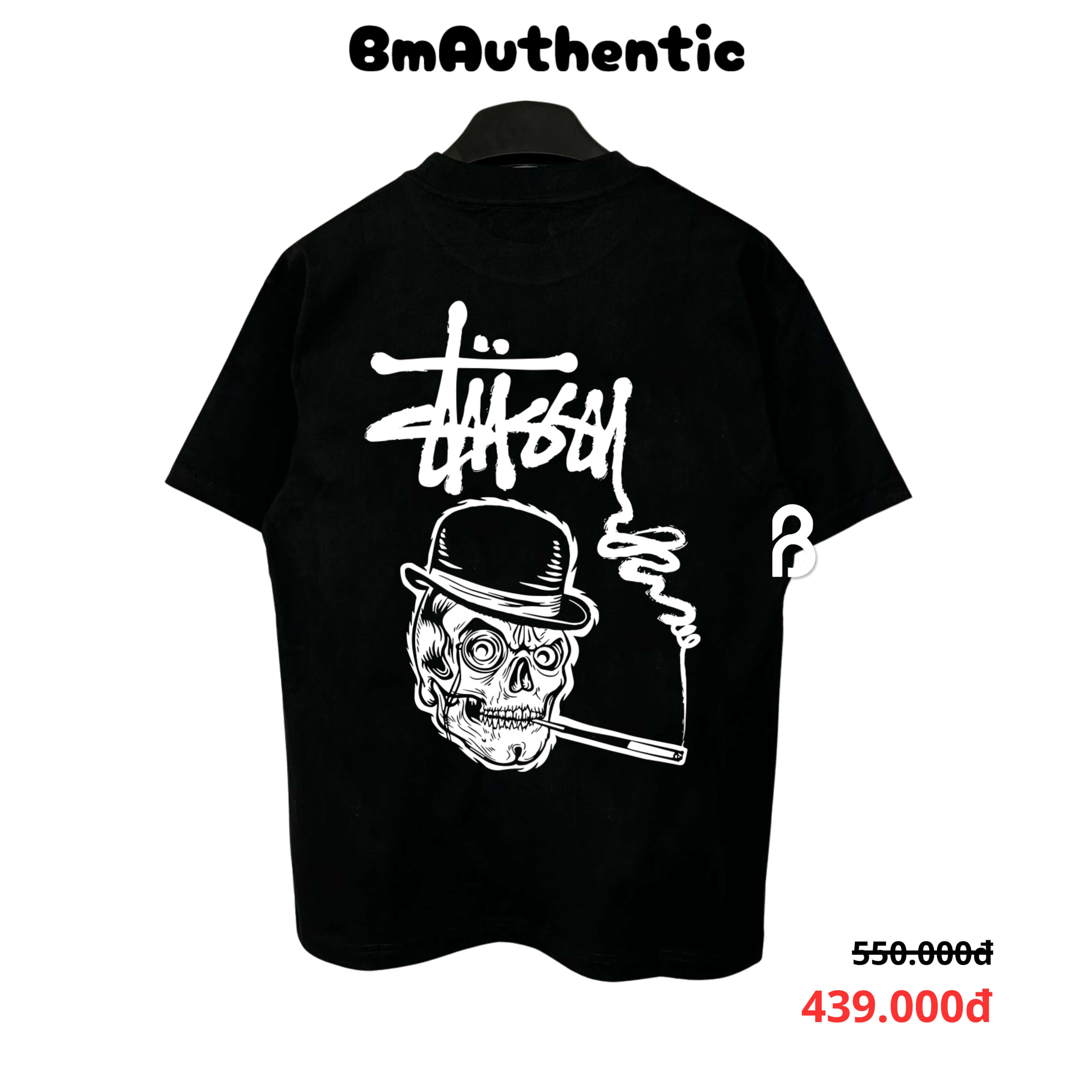 Áo Thun Stussy Smoking Skull Graphic Cotton Cao Cấp Form Rộng - BM Authentic