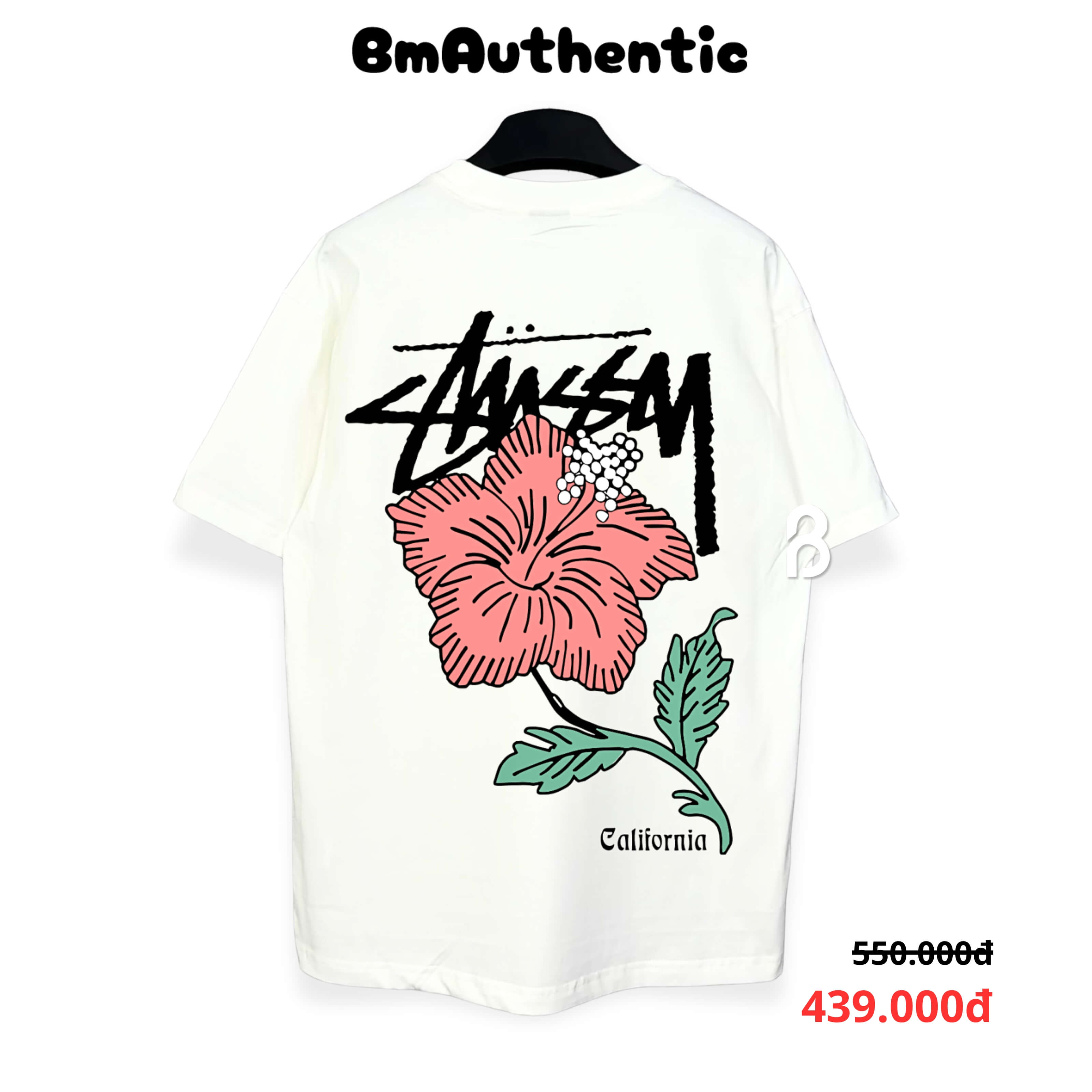 Áo Thun Stussy California Flower Graphic Cotton Cao Cấp Form Rộng - BM Authentic