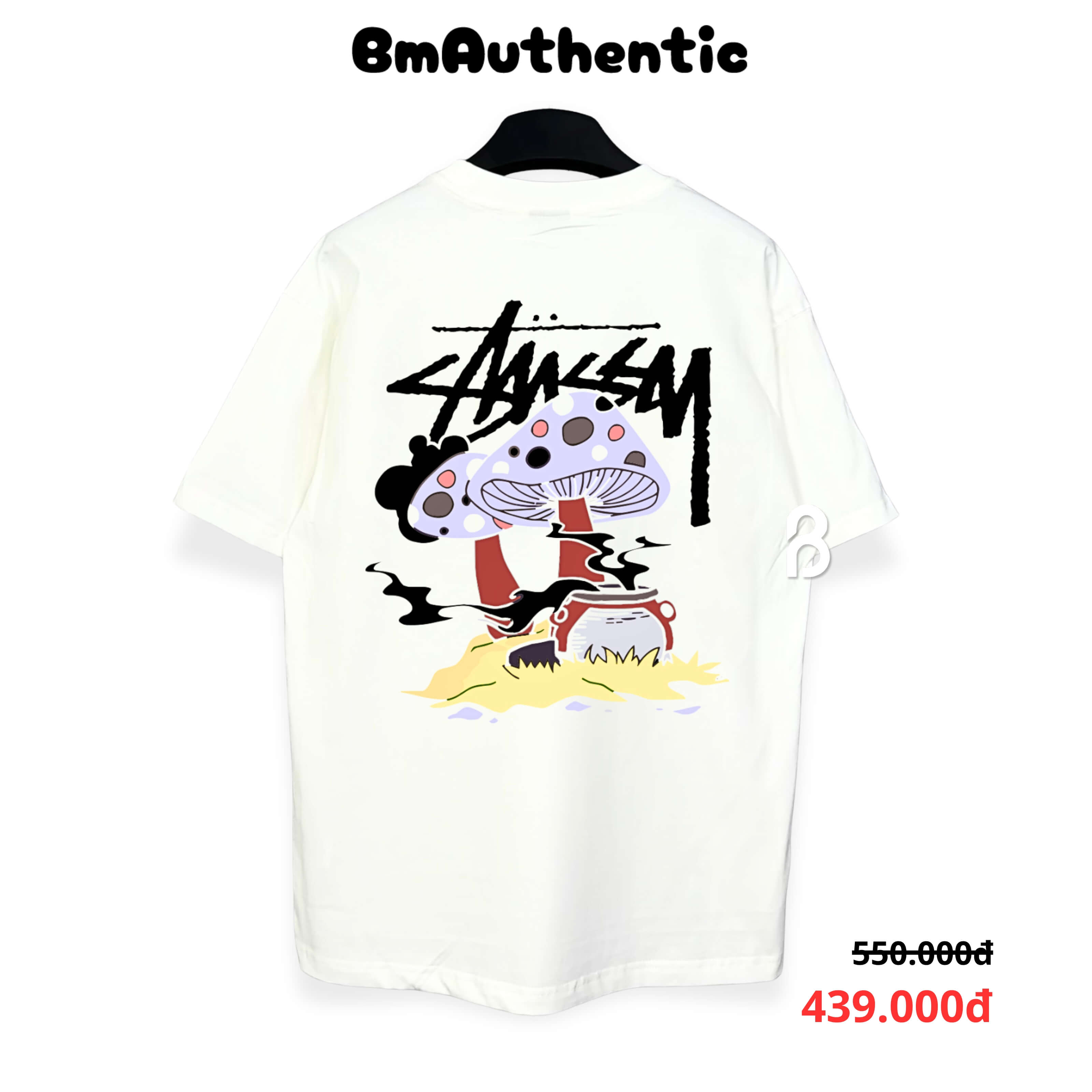 Áo Thun Stussy Mushroom Graphic Cotton Cao Cấp Form Rộng - BM Authentic