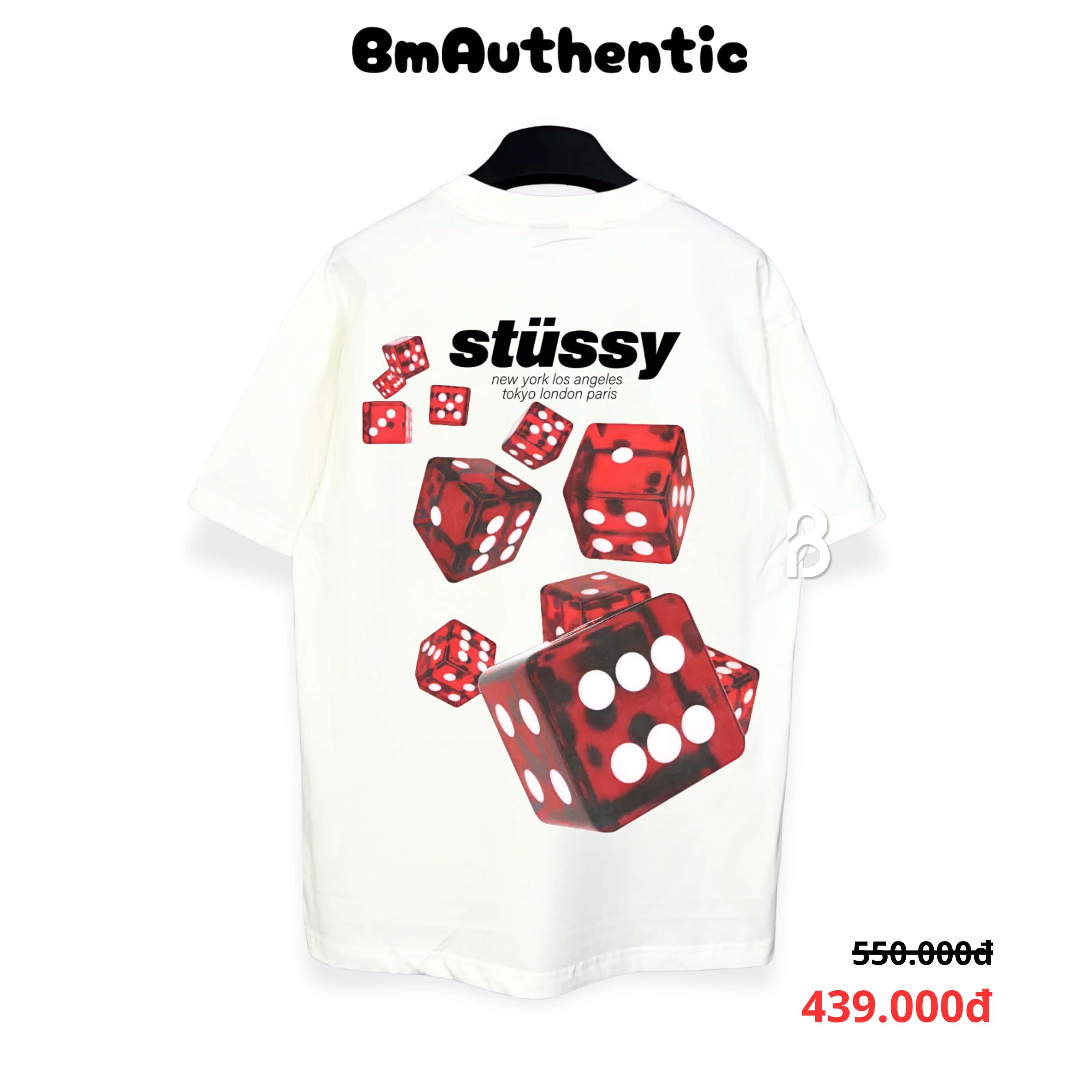 Áo Thun Stussy Red Dice Cotton Cao Cấp Form Rộng - BM Authentic