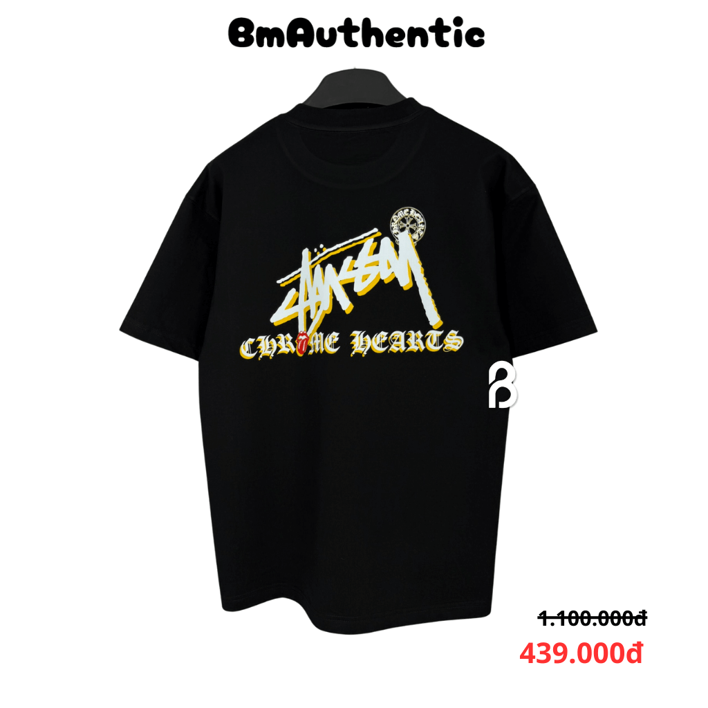 Áo Thun Stussy x Chrome Hearts Yellow Cotton Cao Cấp Form Rộng - BM Authentic