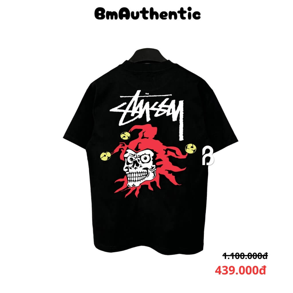 Áo Thun Stussy Joker Skull Cotton Cao Cấp Form Rộng - BM Authentic