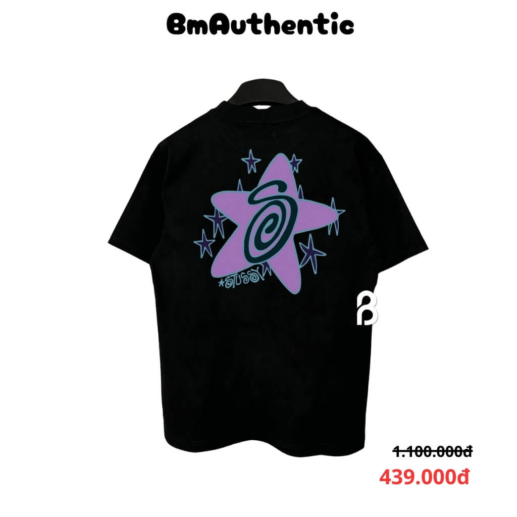 Áo Thun Stussy Galaxy Star Purple Cotton Cao Cấp Form Rộng - BM Authentic