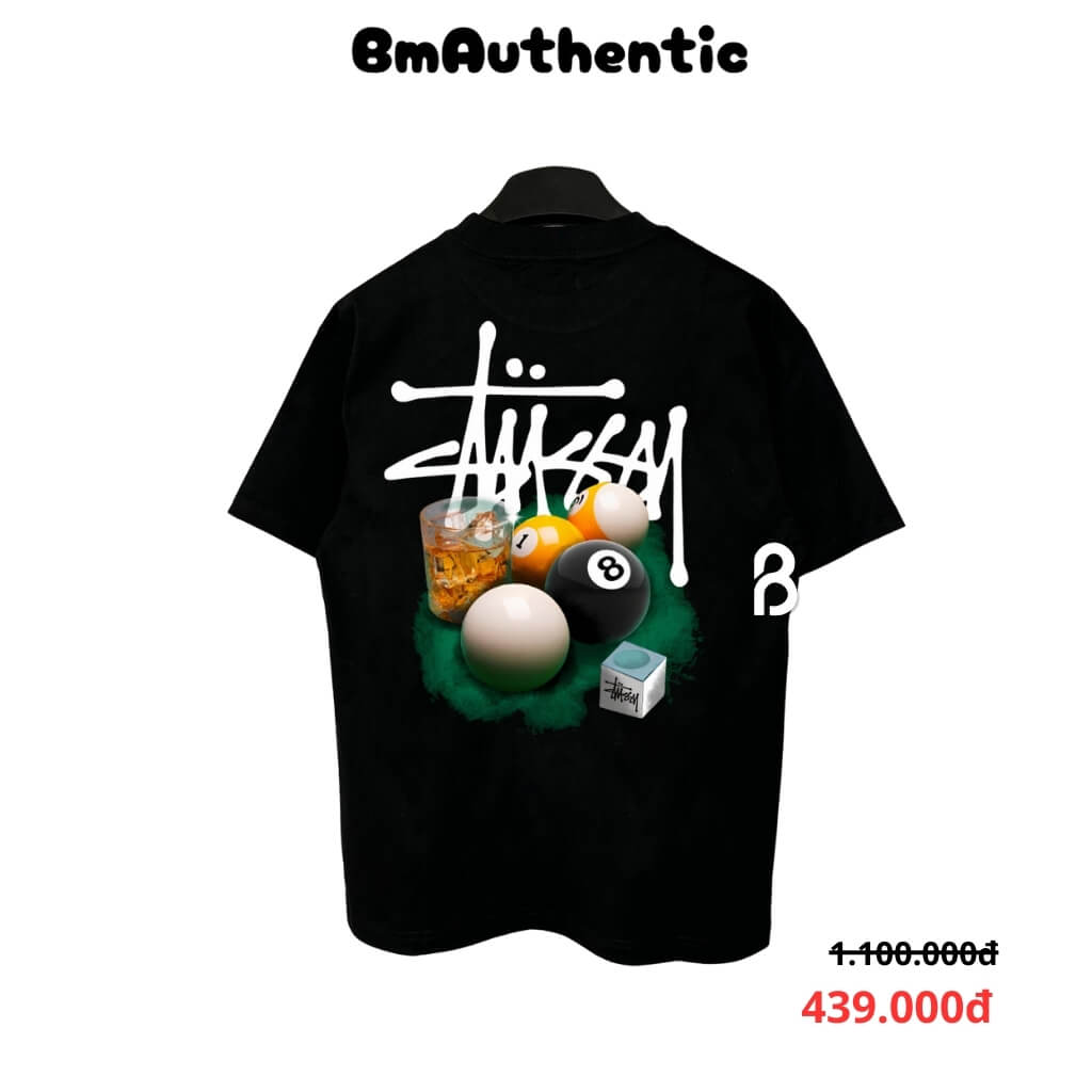Áo Thun Stussy Billiard Club Cotton Cao Cấp Form Rộng - BM Authentic