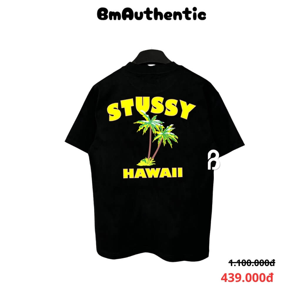 Áo Thun Stussy Hawaii Palm Cotton Cao Cấp Form Rộng - BM Authentic