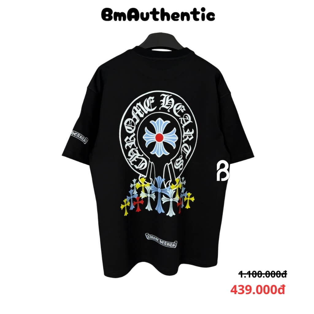 Áo Thun Chrome Hearts Multi Color Cross Cotton Cao Cấp Form Rộng Màu Đen - BM Authentic