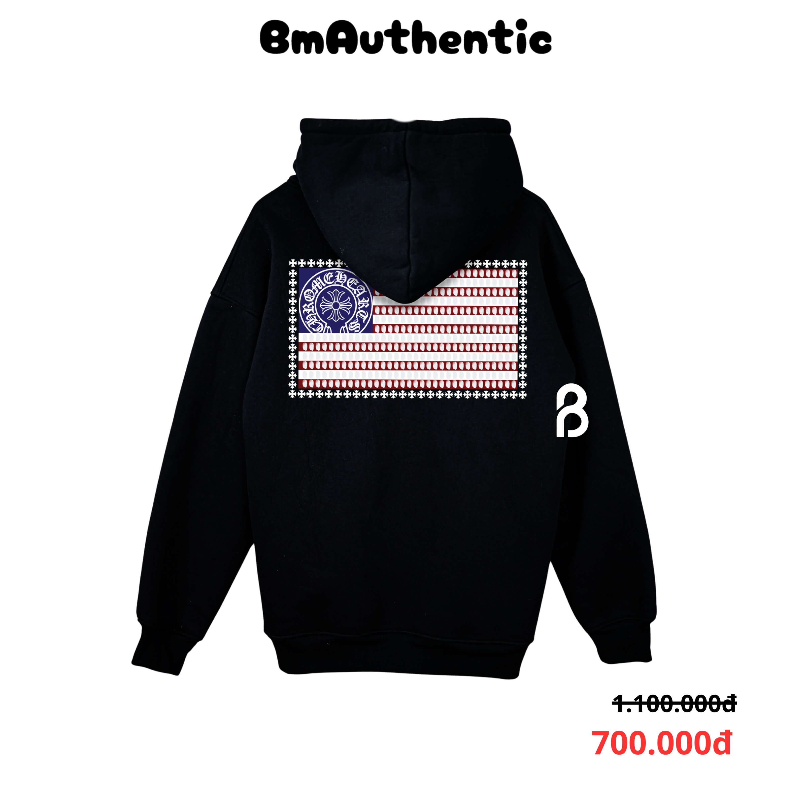 Hoodie Chrome Hearts USA Flag Outline Horseshoe Cotton Cao Cấp Form Rộng - BM Authentic