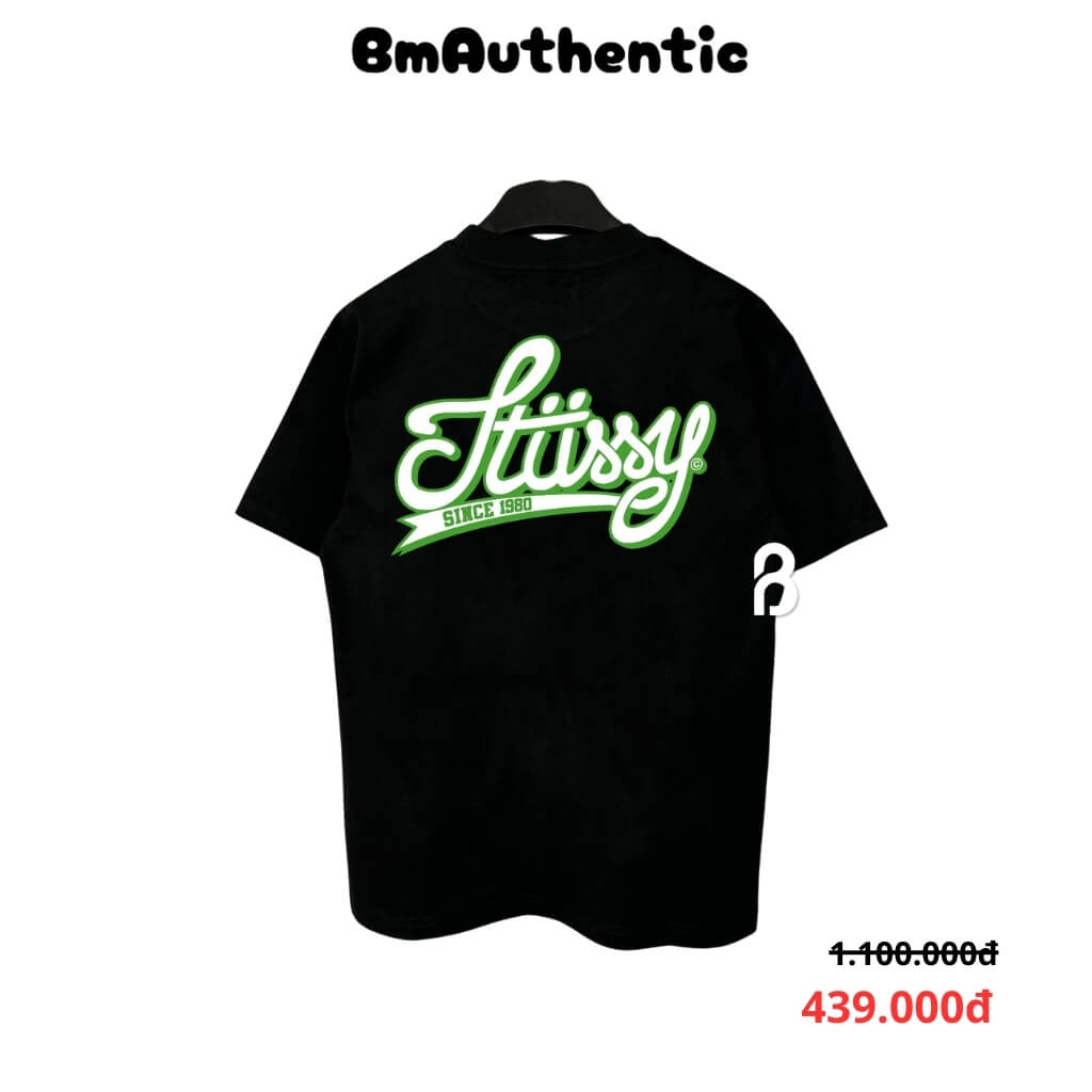 Áo Thun Stussy Neon Script Cotton Cao Cấp Form Rộng - BM Authentic