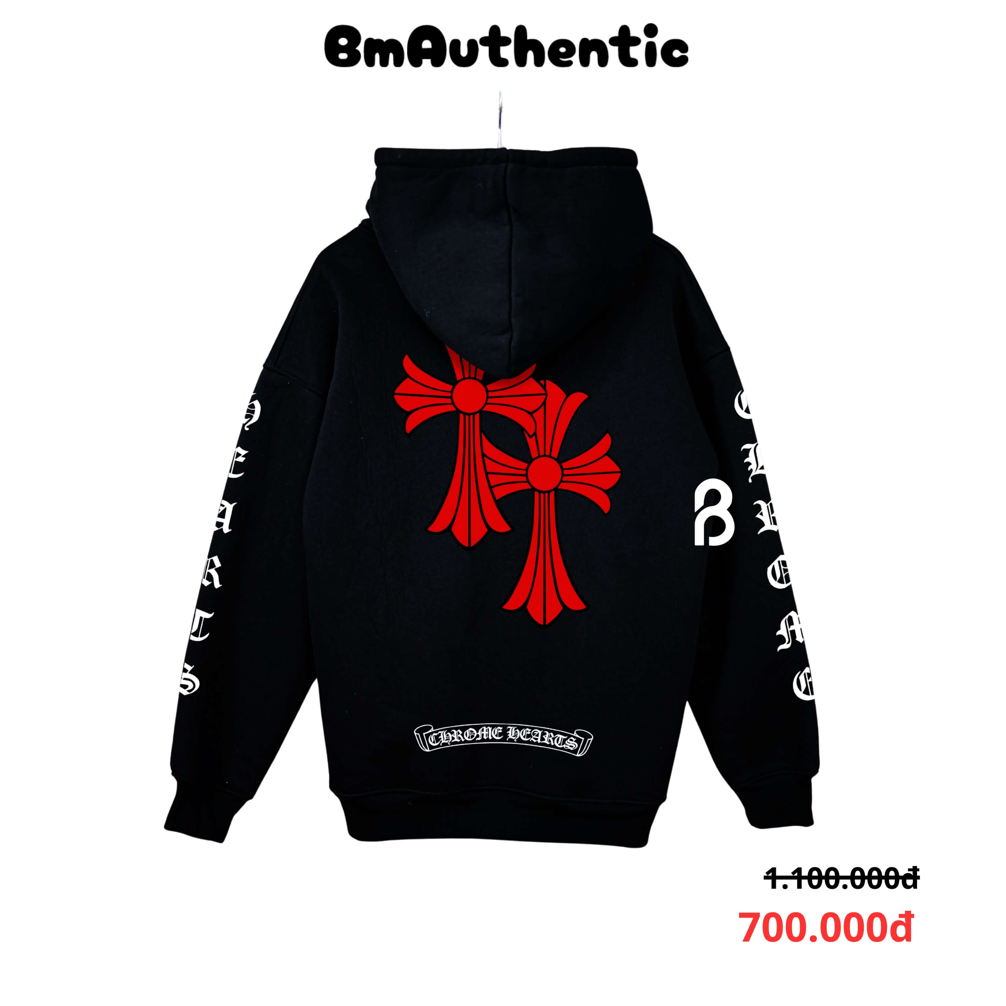 Hoodie Chrome Hearts Double Red Cross Cotton Cao Cấp Form Rộng Unisex - BM Authentic