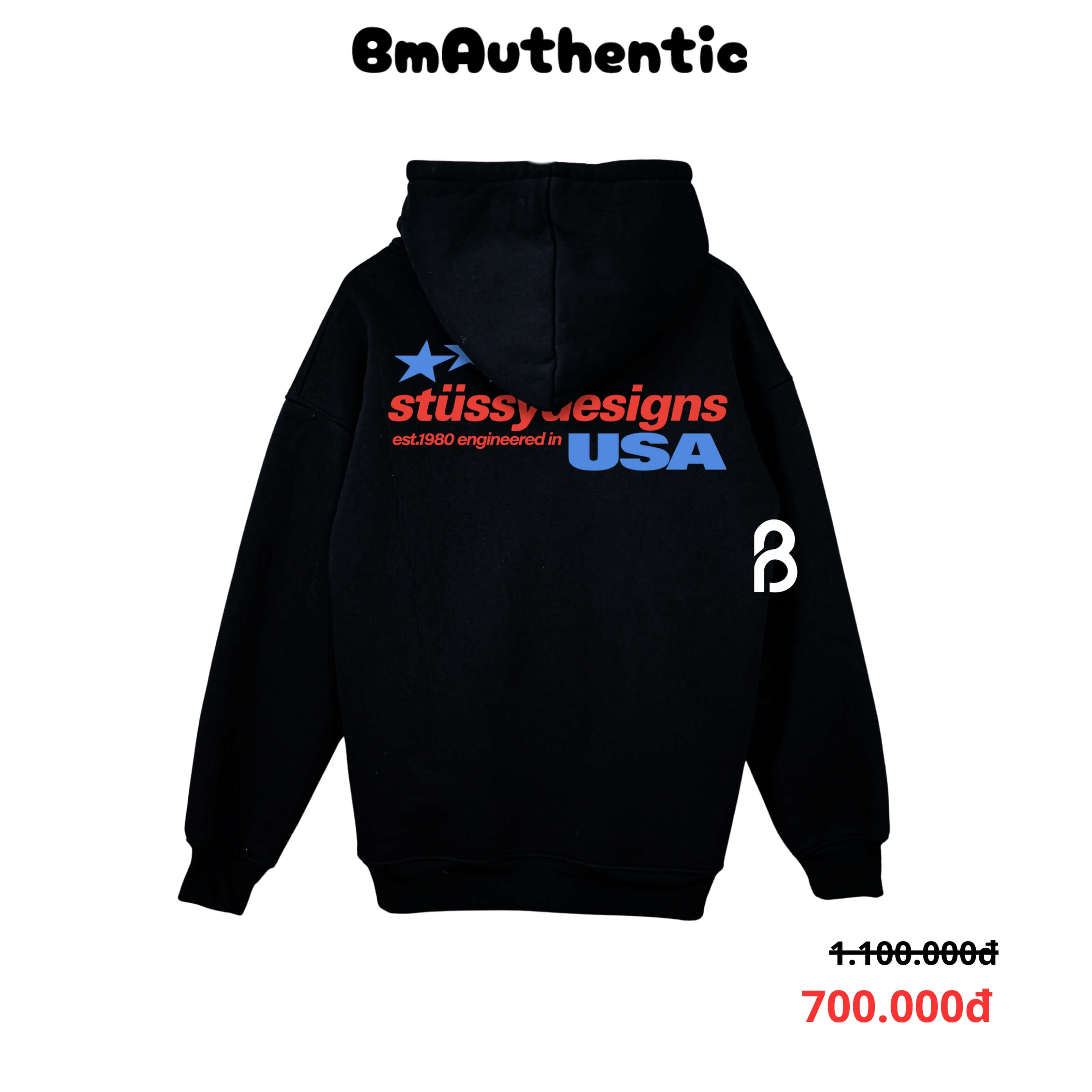 Hoodie Stussy USA Stars Red Blue Cotton Cao Cấp Form Rộng Unisex - BM Authentic