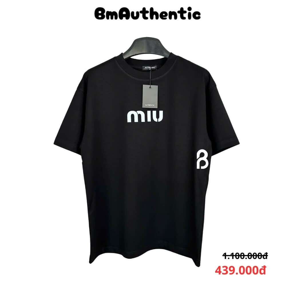 Áo Thun Authentic MIU Cotton Cao Cấp Form Rộng Màu Đen - BM Authentic