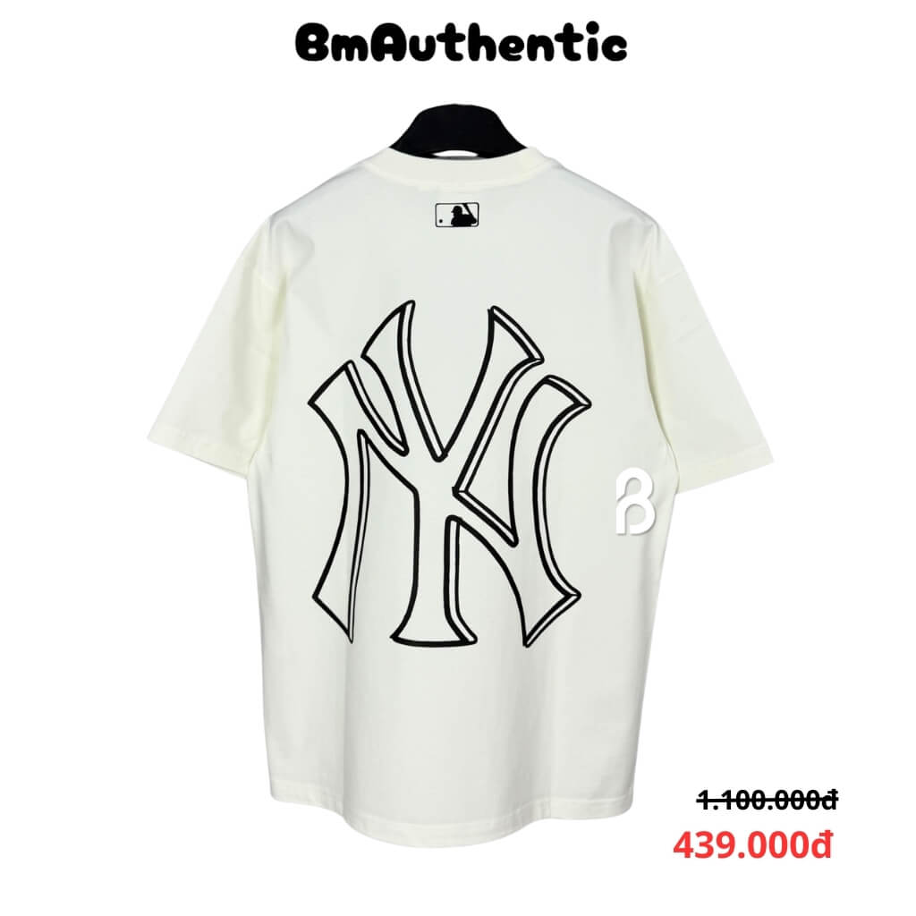Áo Thun MLB New York Yankees Big Outline Cotton Cao Cấp Form Rộng Màu Trắng – BM Authentic