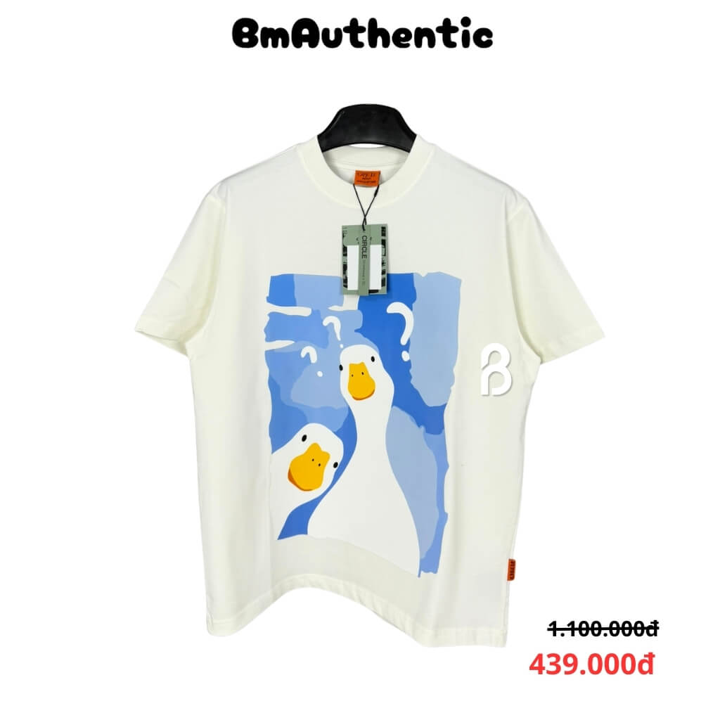 Áo Thun Circle Goose Art Graphic Cotton Cao Cấp Form Rộng Màu Trắng – BM Authentic