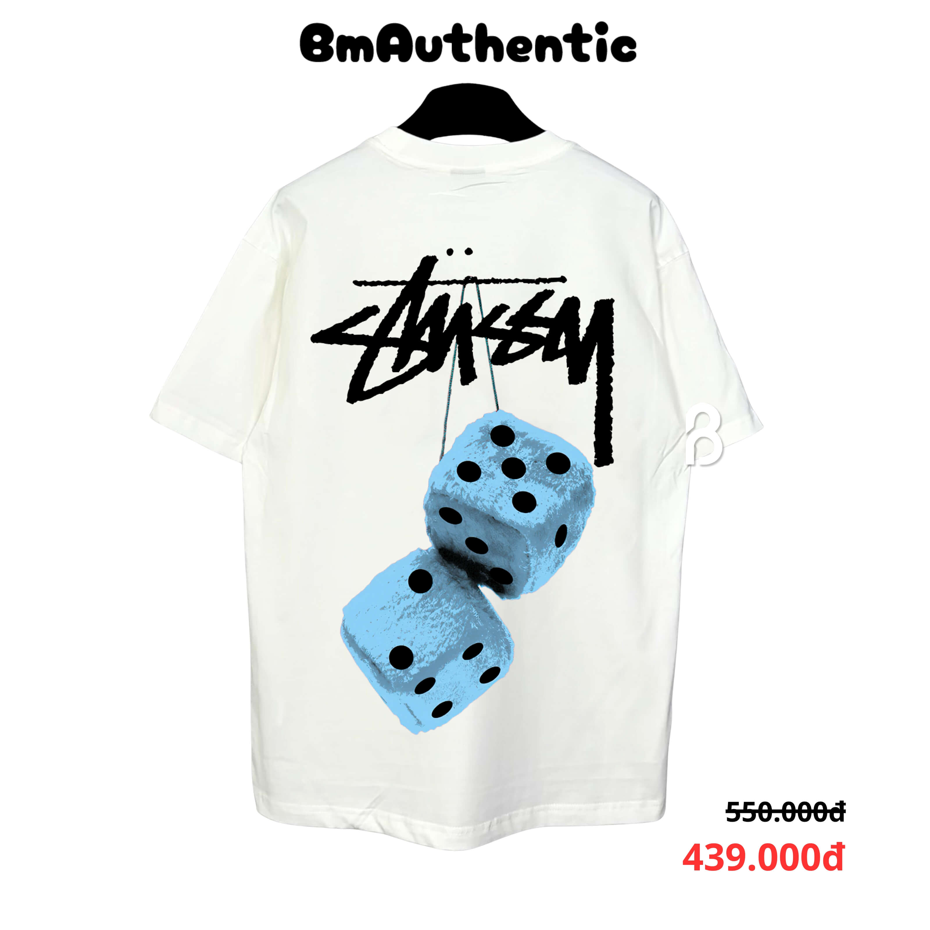 Áo Thun Stussy Blue Dice Cotton Cao Cấp Form Rộng - BM Authentic