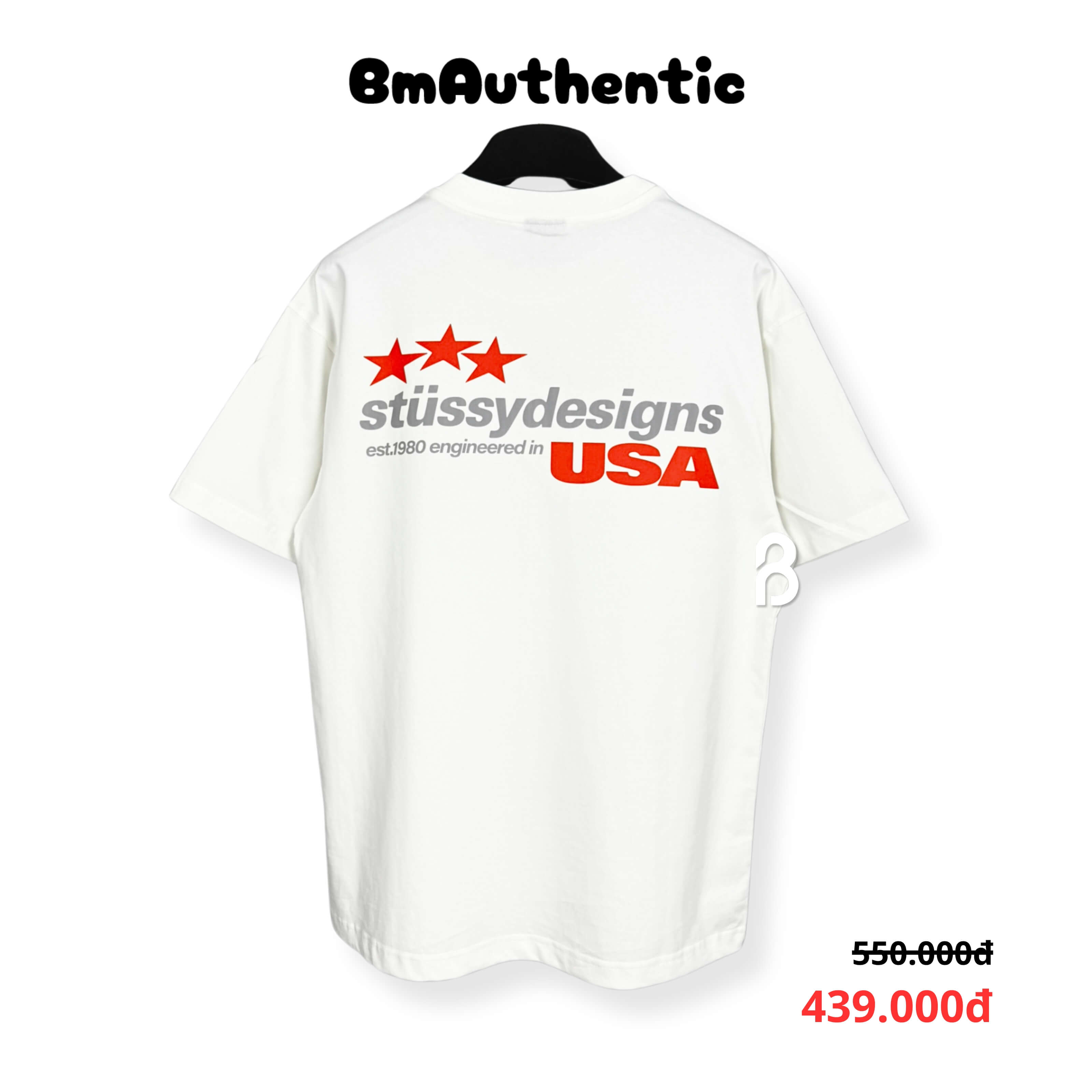 Áo Thun Stussy Designs USA Red Stars Cotton Cao Cấp Form Rộng - BM Authentic