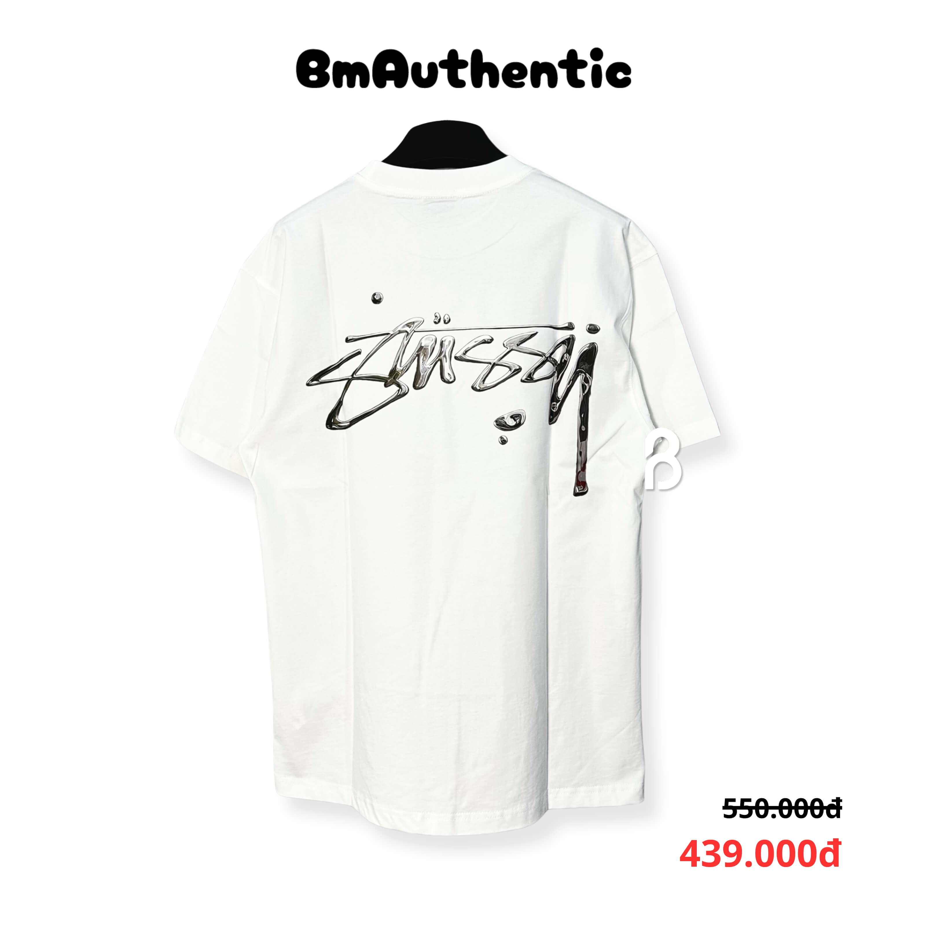 Áo Thun Stussy Liquid Chrome Cotton Cao Cấp Form Rộng - BM Authentic