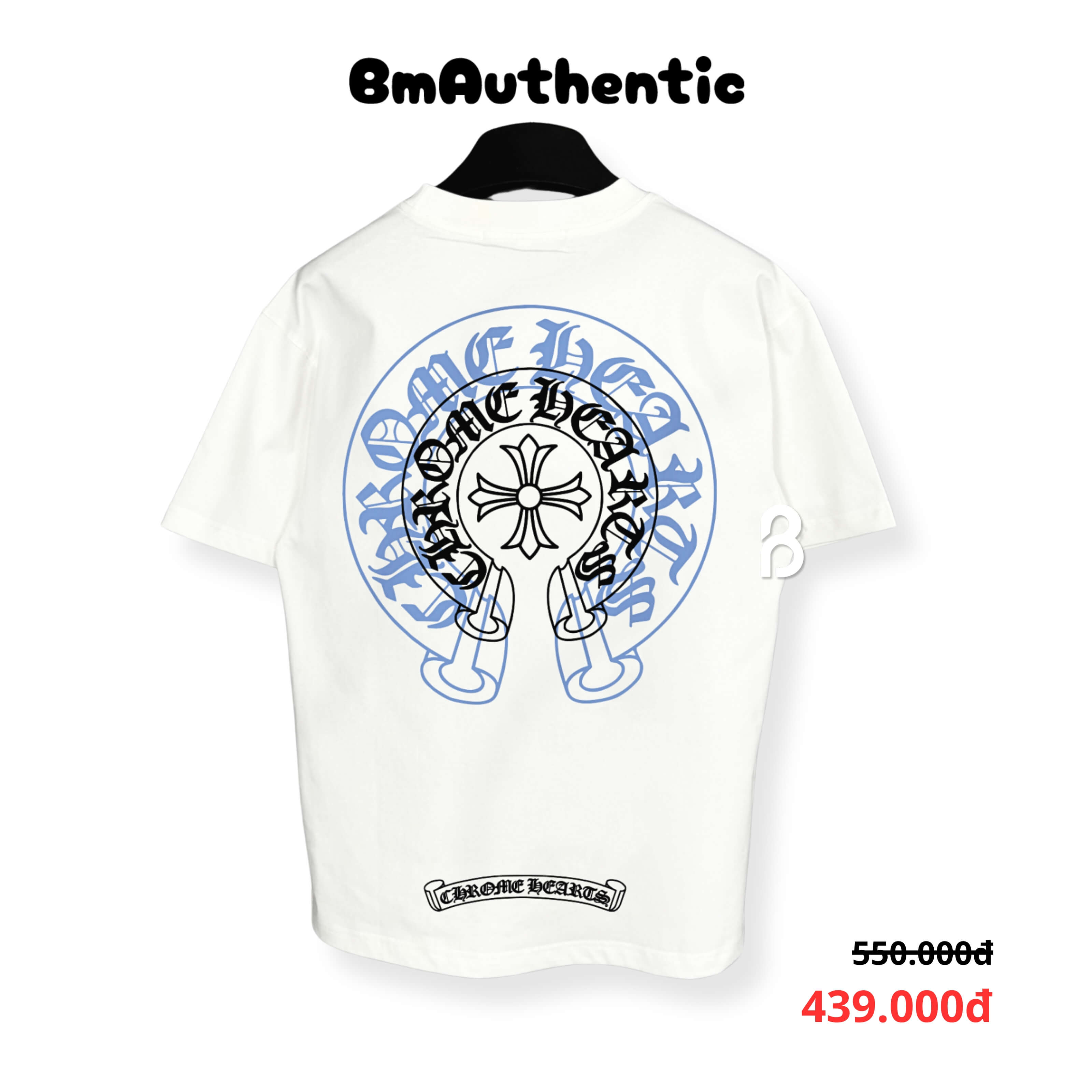 Áo Thun Chrome Hearts Spiral Cross Blue Cotton Cao Cấp Form Rộng - BM Authentic