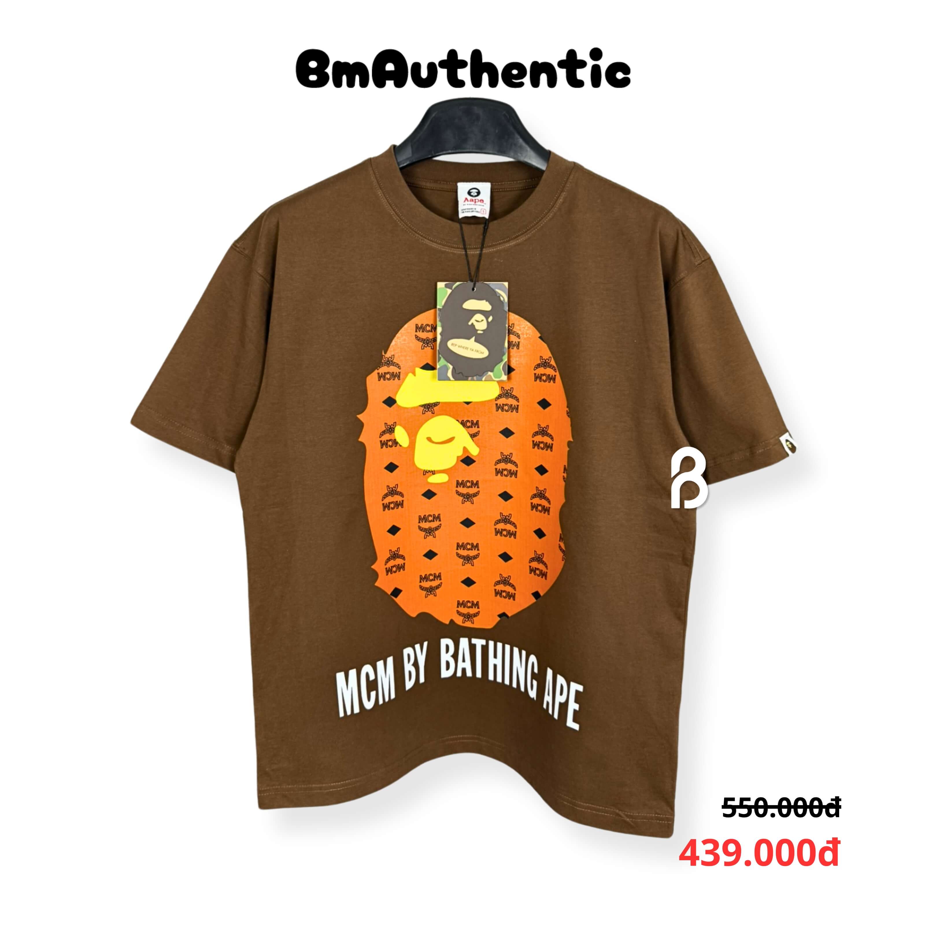 Áo Thun MCM By Bathing Ape Brown Cotton Cao Cấp Form Rộng - BM Authentic