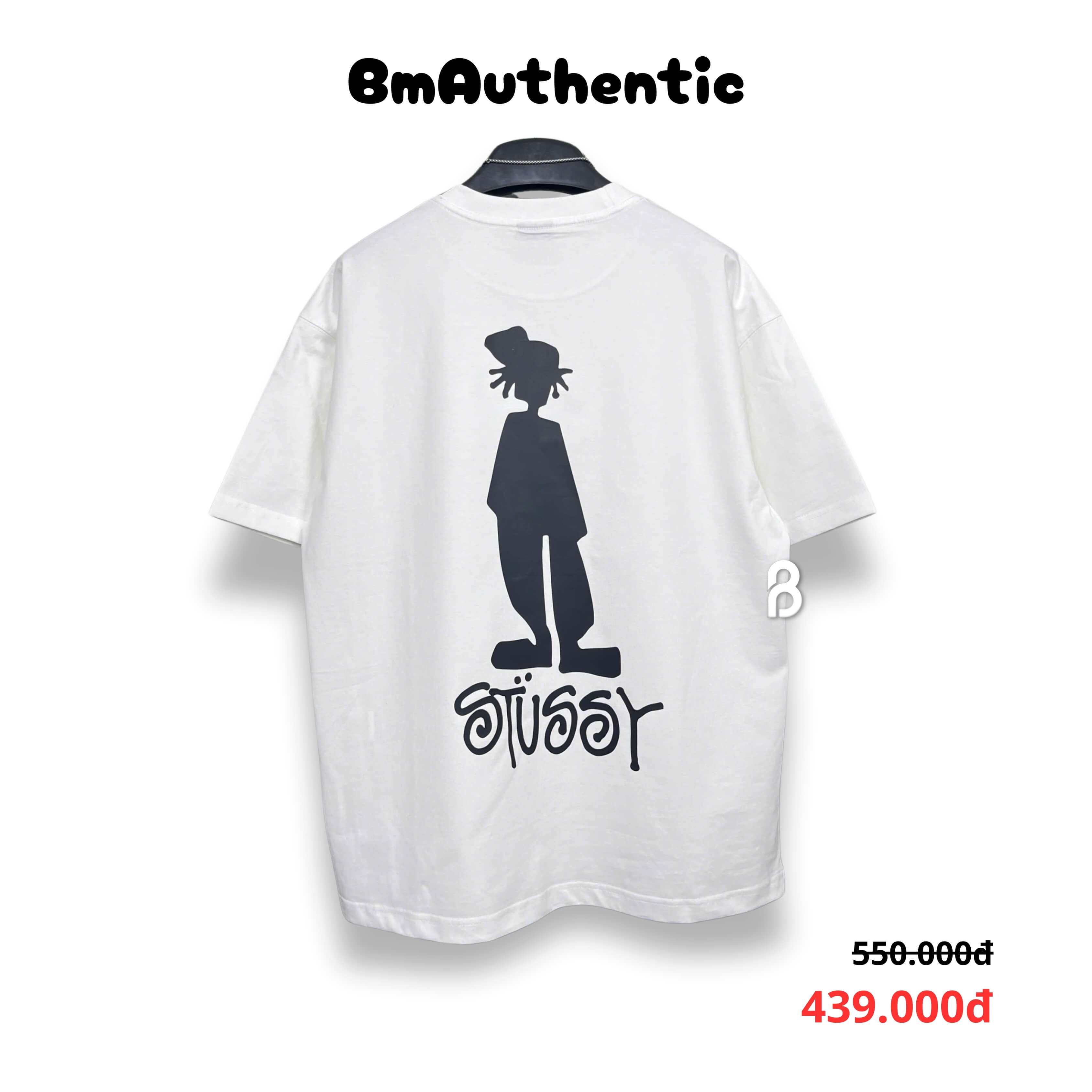 Áo Thun Stussy Bighead White Cotton Cao Cấp Form Rộng - BM Authentic