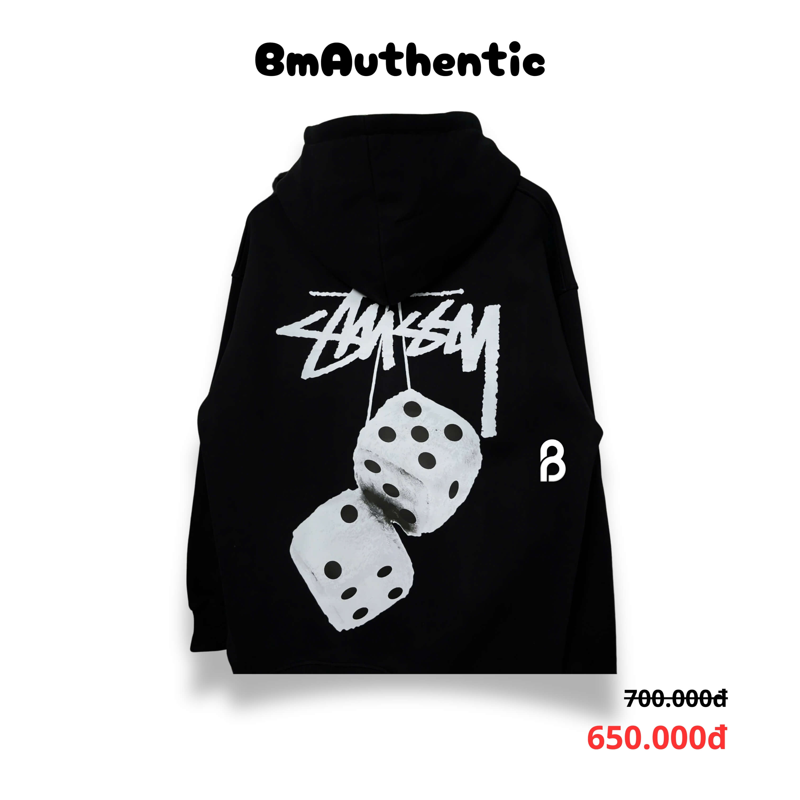 Hoodie Stussy Dice Logo Cotton Cao Cấp Form Rộng - BM Authentic
