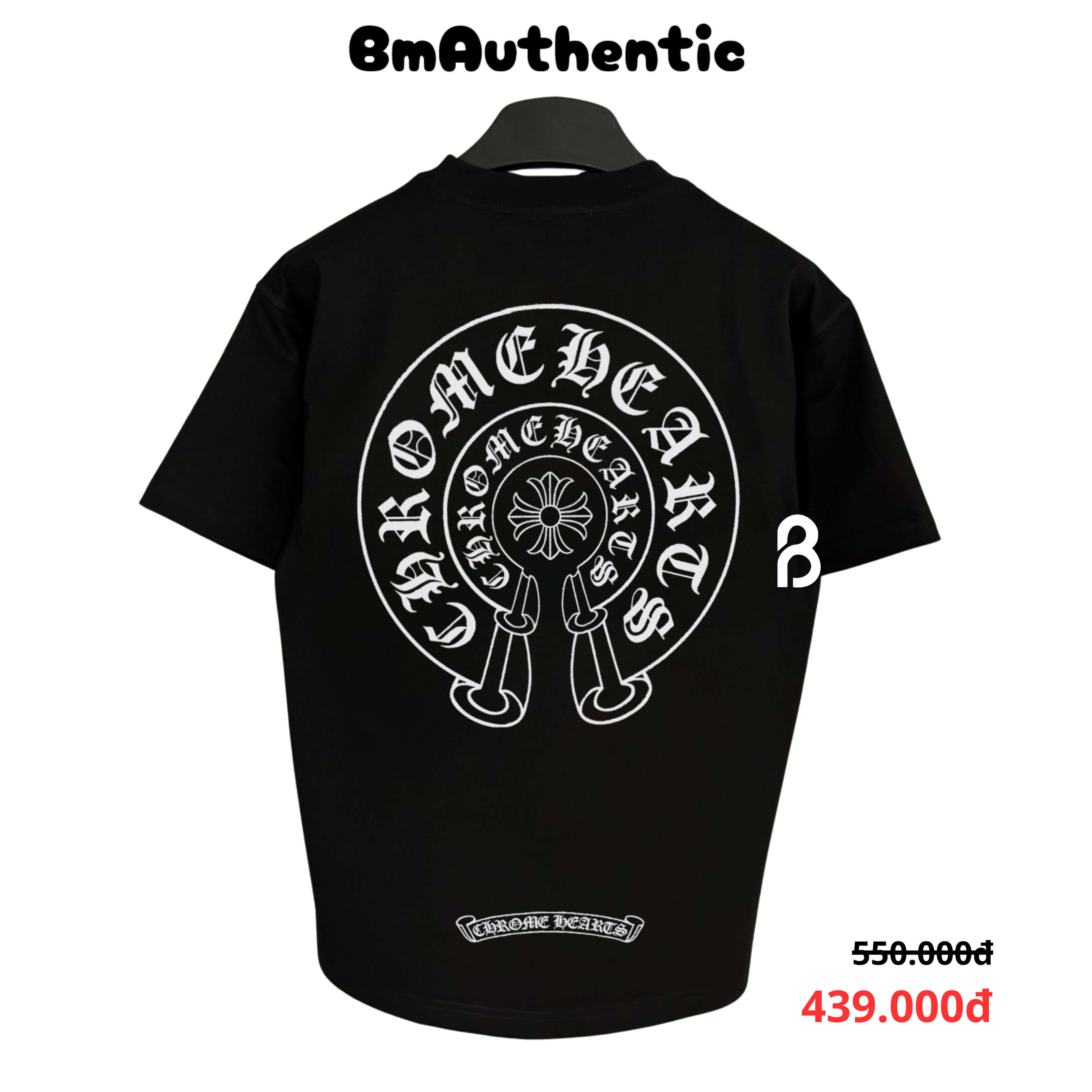 Áo Thun Chrome Hearts Classic Horseshoe Black Cotton Cao Cấp Form Rộng - BM Authentic
