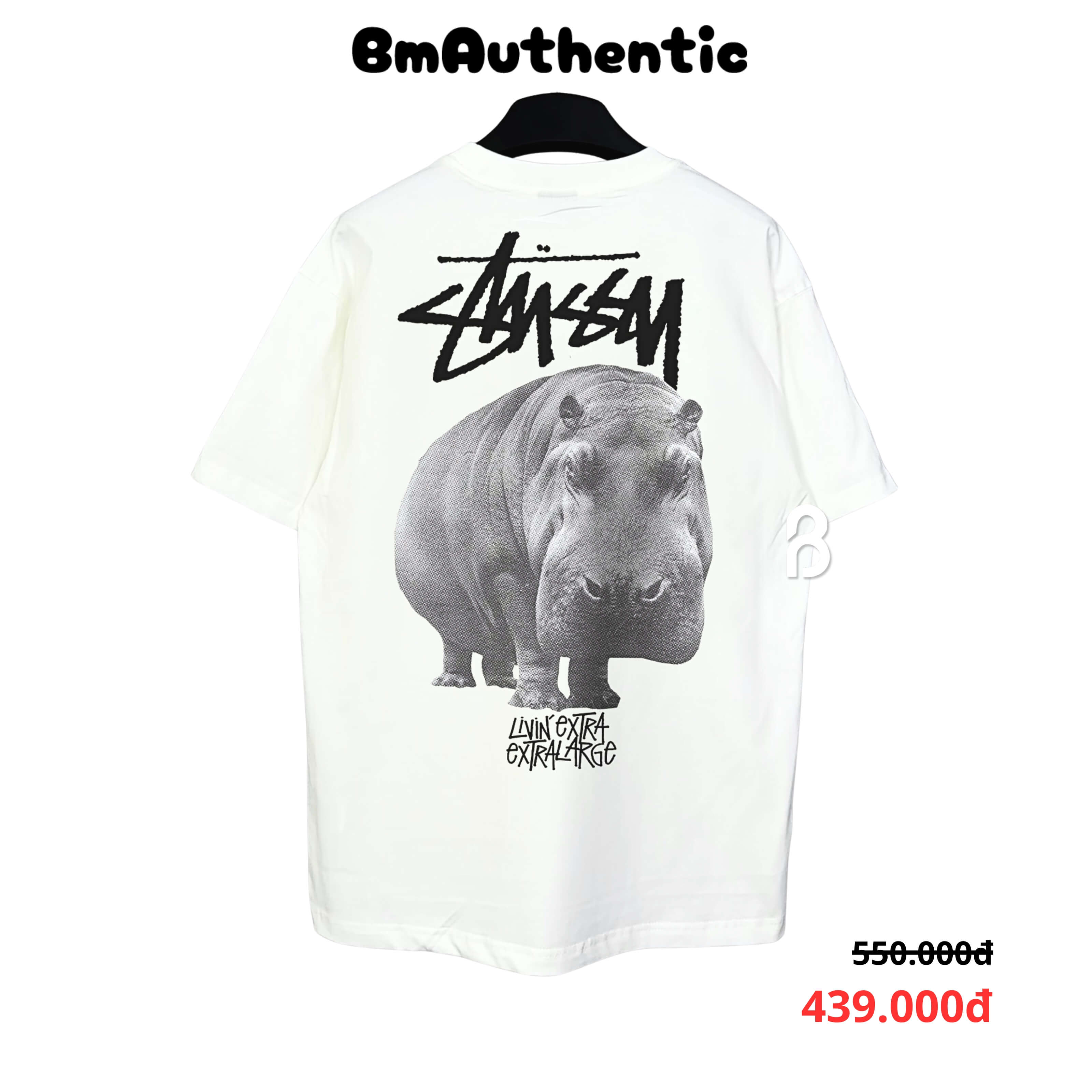 Áo Thun Stussy Hippo Livin Extra Cotton Cao Cấp Form Rộng - BM Authentic