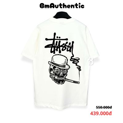 Áo Thun Stussy Smoking Skull Graphic Cotton Cao Cấp Form Rộng - BM Authentic