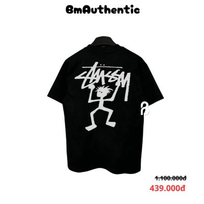 Áo Thun Stussy Running Man Logo Cotton Cao Cấp Form Rộng - BM Authentic
