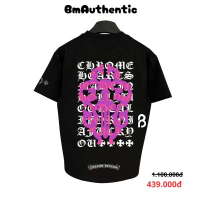 Áo Thun Chrome Hearts Hollywood Script Pink Flame Cotton Cao Cấp Form Rộng – BM Authentic