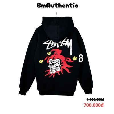 Hoodie Stussy Jester Skull Back Print Cotton Cao Cấp Form Rộng Unisex - BM Authentic