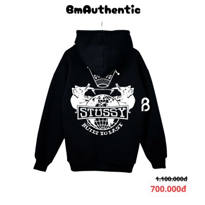 Hoodie Stussy Built To Last Crown Globe Cotton Cao Cấp Form Rộng - BM Authentic