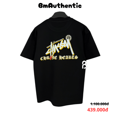 Áo Thun Stussy x Chrome Hearts Yellow Cotton Cao Cấp Form Rộng - BM Authentic