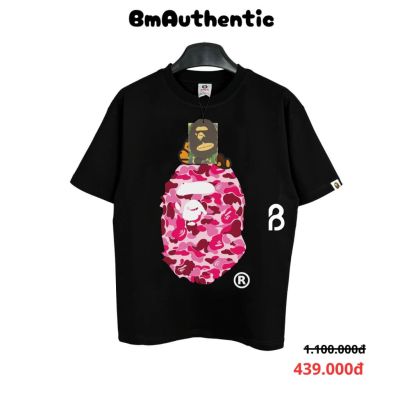 Áo Thun Bape Pink Camo Ape Head Cotton Cao Cấp Form Rộng Màu Đen - BM Authentic