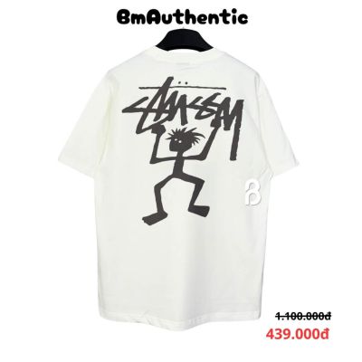 Áo Thun Stussy Running Man Logo Cotton Cao Cấp Form Rộng - BM Authentic