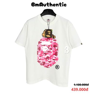 Áo Thun Bape Pink Camo Ape Head Cotton Cao Cấp Form Rộng Màu Đen - BM Authentic