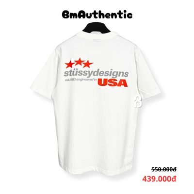Áo Thun Stussy Designs USA Red Stars Cotton Cao Cấp Form Rộng - BM Authentic