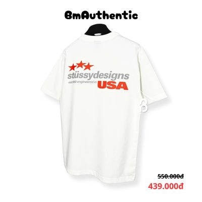 Áo Thun Stussy Designs USA Red Stars Cotton Cao Cấp Form Rộng - BM Authentic