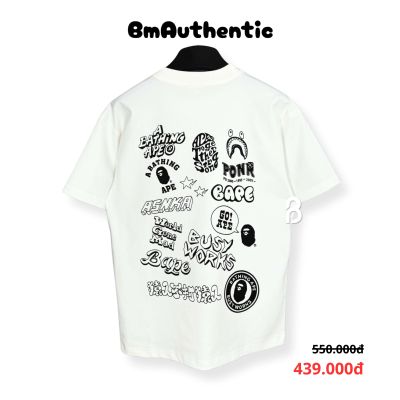 Áo Thun BAPE Busy Works Logo Collage Cotton Cao Cấp Form Rộng - BM Authentic