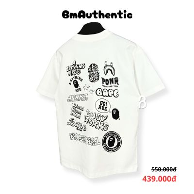 Áo Thun BAPE Busy Works Logo Collage Cotton Cao Cấp Form Rộng - BM Authentic