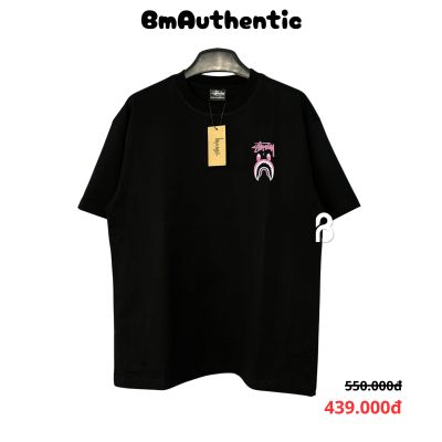 Áo Thun Stussy x Bape Shark Hồng Cotton Cao Cấp Form Rộng - BM Authentic