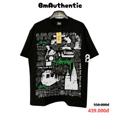 Áo Thun Stussy Retro Transit Graphic Cotton Cao Cấp Form Rộng - BM Authentic