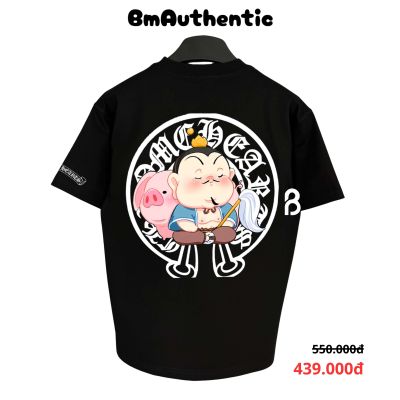 Áo Thun Chrome Hearts Hắc Bạch Trư Bát Giới Cartoon Cotton Cao Cấp Form Rộng - BM Authentic
