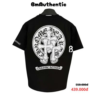 Áo Thun Chrome Hearts Gothic Double Cross Cotton Cao Cấp Form Rộng - BM Authentic