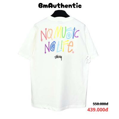 Áo Thun Stussy No Music No Life Cotton Cao Cấp Form Rộng - BM Authentic