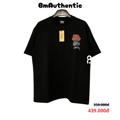 Áo Thun Stussy Skeleton Rose Cotton Cao Cấp Form Rộng - BM Authentic