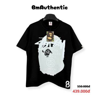 Áo Thun BAPE Stussy Skull Cities Cotton Cao Cấp Form Rộng - BM Authentic