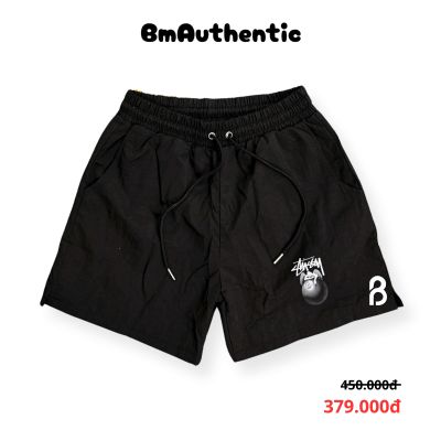 Quần Short Stussy 8Ball Đen Cotton Cao Cấp - BM Authentic